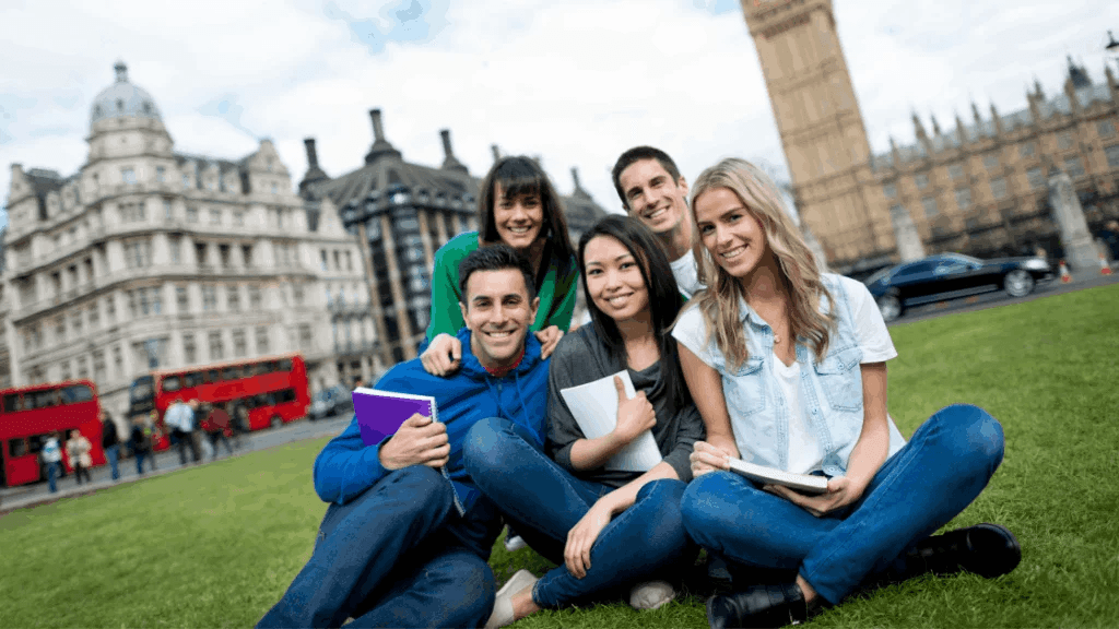 Students spending time together in the city